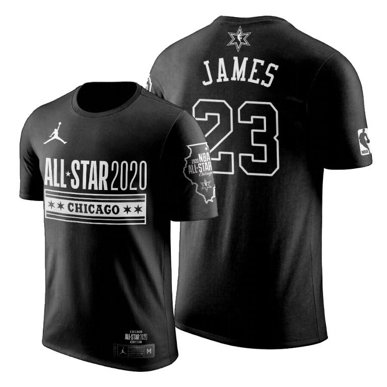 Men's Los Angeles Lakers LeBron James #23 NBA 2020 Game Official Logo All-Star Black Basketball T-Shirt DVZ7783KY